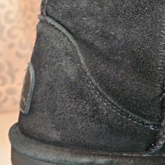 BEARPAW WOMEN'S ELLE TALL SUEDE WINTER PULL ON BOOTS Sz 9 BLACK Wool - Picture 9 of 15